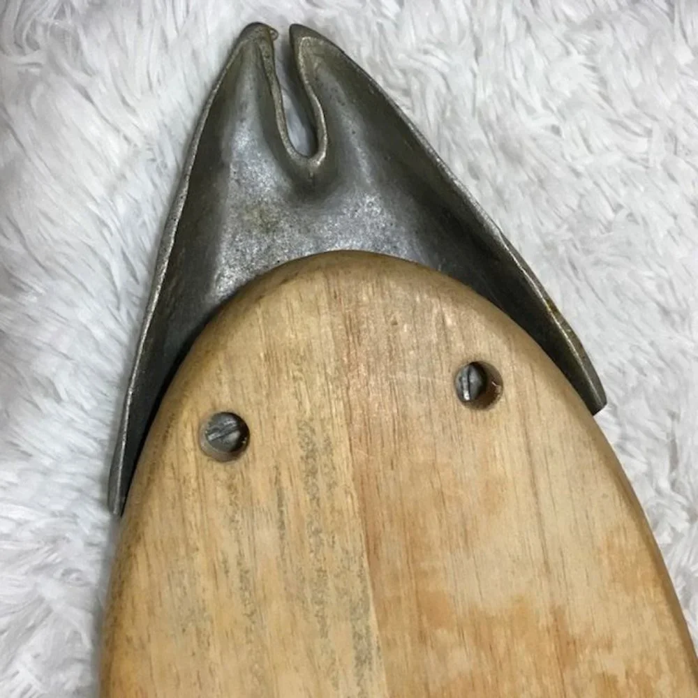 Vintage Rustic Genuine Wood Metal Fish Cutting Board Serving Tray